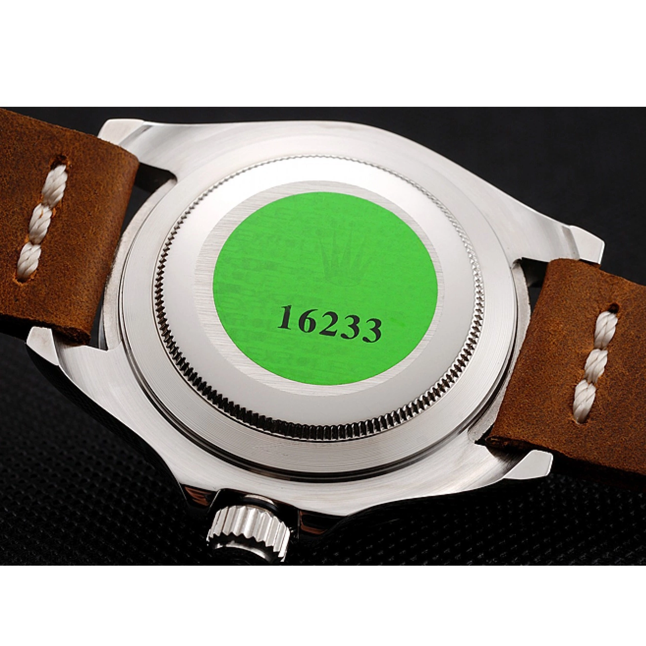 Best AAA Replica Sites Brown Case Leather Master Rolex Yacht Bracelet 1453859 Dial Silver Black 0713